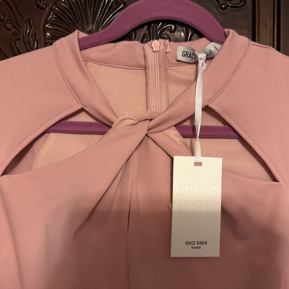 NWT Pink Grace Karin Blush High Low Dress with high low detail. Size XXL - Picture 3 of 6